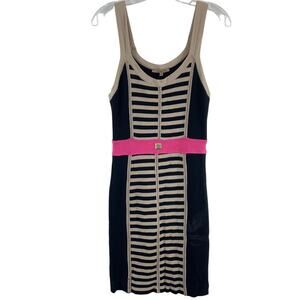 Betty Blue Black & Beige Striped Sweater Dress Women’s Size 42 Preowned